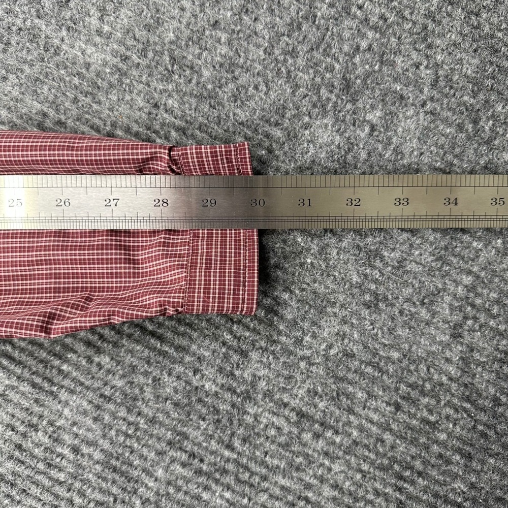 ExOfficio Shirt Womens L Maroon Plaid Button Down Hiking Shirt Roll Tab Sleeve - Picture 11 of 12